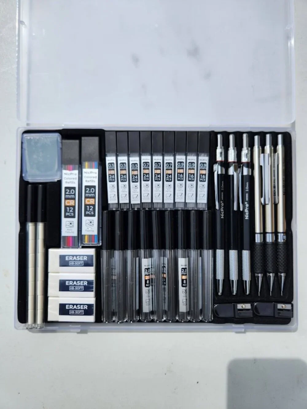 NEW Mechanical Pencil Set COLOR Graphite Refills Drafting Pencils 0.5 mm & 0.7 m